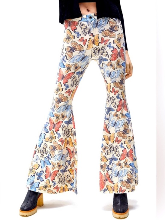 Free People Denim - NWT Free People Just Float On Butterfly Print Flare Jeans 28 Boho Festival